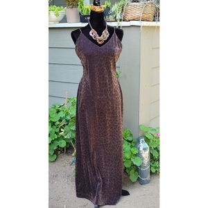 Elegant evening glittery leopard print maxi dress
